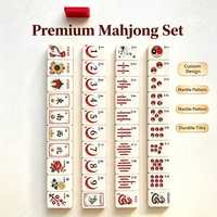 Jeu de Mahjong Américain Pliable de Luxe Moderne 160 Pièces, Tuiles Acryliques Multicouches Rouge et Blanc, Motifs Dragon, Phénix et Floraux, Jeu de Société