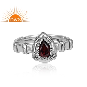 Handmade Designer Sterling Silver <b>Oxidized</b> Ring Natural Red Garnet Ring Gemstone Rings Jewelry Supplier Dainty Collection - Product Image 2