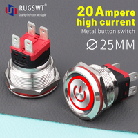 Interrupteur à bouton-poussoir momentané à verrouillage IP65 étanche 20A à courant élevé pour équipements à énergie nouvelle et systèmes de contrôle industriels