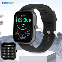 SENBONO ZL54CJ Montre Connectée Carrée Appel BT Fréquence Cardiaque Mode Sport Suivi d'Activité Étanche pour Hommes IOS Android