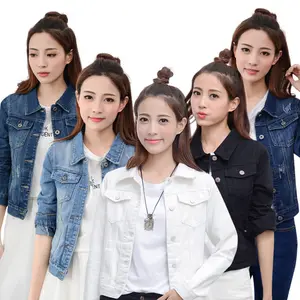 Áo Khoác Bò Thời Trang Hàn Quốc Cho Nữ, Áo Khoác Denim Màu Trắng Mùa Thu