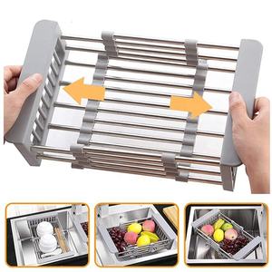ACDR02-Escurridor de platos ajustable, de acero inoxidable, extensible, para secar platos en fregadero - Product Image 1