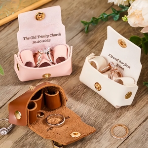 Pochette personnalisée en cuir pour porte-alliances de mariage pour chien, gravée au laser, boîte à bague de demande en mariage tendance, pour fiançailles <span class=keywords><strong>d</strong></span>'animaux de compagnie - Product Image 5