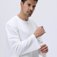 Vêtements musulmans de qualité, designs de Dubaï, usine islamique, Jubbah Thobe blanc d'Arabie pour hommes, Thawb