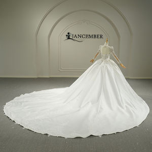 Gt26006 Precioso Vestido de Novia de Satén Estilo Princesa, Hecho a Mano con Cristales y Perlas, Cuello en V, Vestido de Novia Jancember - Product Image 4