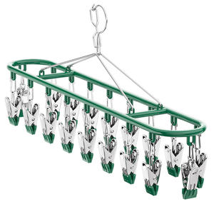 Séchoir à chaussettes en acier inoxydable avec 12 pinces, forme rectangulaire, type crochet, organisateur de vêtements peu encombrant pour balcon - Product Image 1