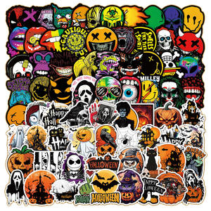 1200 modèles 100 pièces/ensemble personnalisé <span class=keywords><strong>horreur</strong></span> effrayant <span class=keywords><strong>Film</strong></span> <span class=keywords><strong>film</strong></span> autocollant étanche enfants Halloween autocollants Collection décoration - Product Image 4