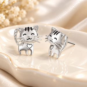 Boucles d'oreilles clous motif chat souriant pour femme, design animal mignon, accessoires d'oreille pour usage quotidien - Product Image 5