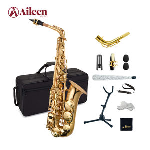 Saxofone <span class=keywords><strong>Alto</strong></span> Eb com Chave de F# Sopro de Madeira com Acabamento em Laca Dourada (SP1001G) - Product Image 1