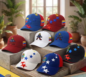 Collection de casquettes du Venezuela, faible MOQ, OEM, ODM, logo de marque personnalisé, drapeau national, étoiles brodées, casquette structurée à 6 panneaux, vente en gros - Product Image 2