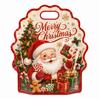 Kantong Hadiah Natal Bentuk Santa Claus Bebas BPA, Dapat Disesuaikan, Cetak, Pegangan Oval, Tahan Bocor, Berkualitas Tinggi