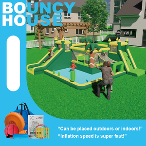 Château gonflable avec 2 toboggans et mur d'escalade, piscine à balles, panier de basket - Product Image 1