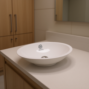 Lavabo Ovalado de Mármol Mineral Blanco, 23.3x13.8x4.2 Pulgadas, Lavabo de Baño de Pared, Diseño Contemporáneo - Product Image 2