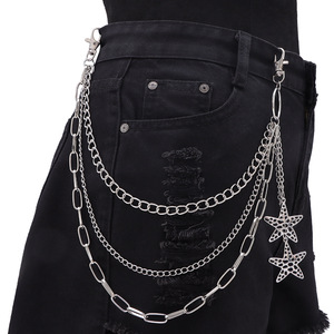 จี้รูปดาวแบบโปร่งหลายชั้น โซ่คล้องกางเกงโลหะผสมสังกะสี สไตล์พังก์ โซ่คาดเอว เครื่องประดับสำหรับใส่ทุกวัน - Product Image 6