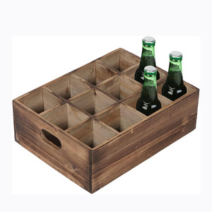 Wooden Square Bottle Storage Box Divided Organizer For <b>Wine</b> Beer Party Use Durable Bar Service <b>Container</b> - Product Image 4