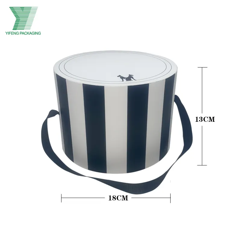 Grosir kotak topi hadiah bulat penyimpanan tabung kertas bulat mewah kustom promosi dengan pegangan pita
