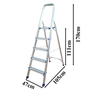 Échelle pliante antidérapante en aluminium EN131 à <span class=keywords><strong>5</strong></span> <span class=keywords><strong>marches</strong></span> pour bricolage, échelles de sécurité domestiques en aluminium avec main courante - Product Image 5