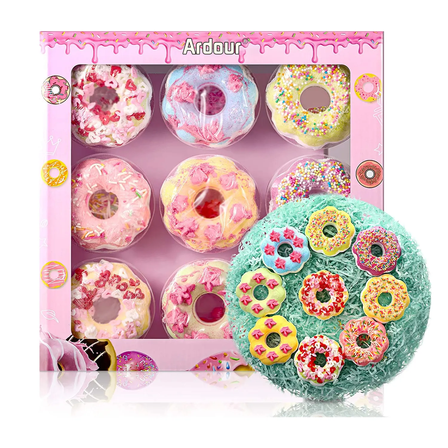 Shower ball set doughnut shower ball is suitable for giving gifts rich in essential oil bath salt ball