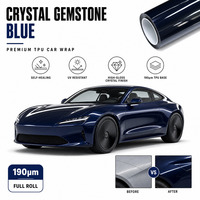 Film de protection de carrosserie TPU couleur bleu cristal gemme PPF auto-réparant anti-rayures sans résidu pour covering automobile