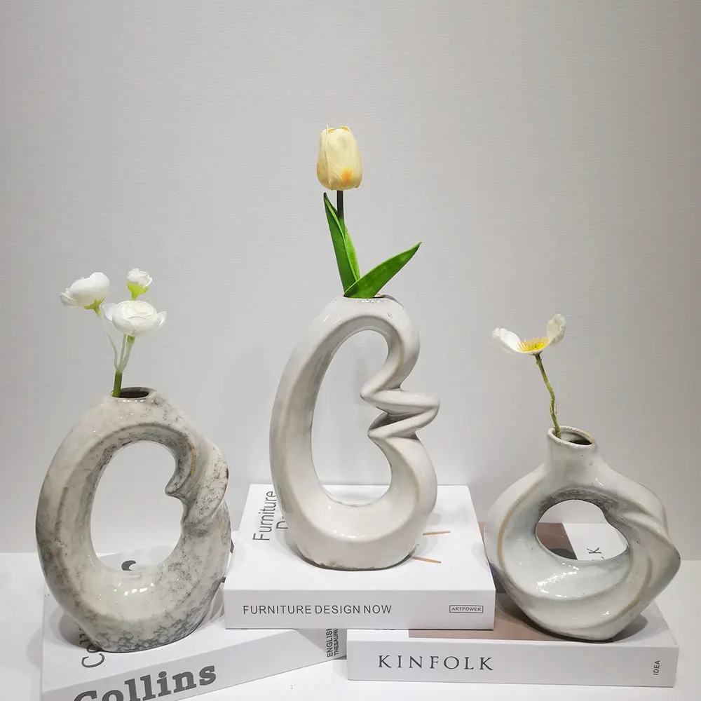 Pedesaan Modern rumah minimalis dekorasi Nordik Ins keramik vas abstrak vas bunga dekoratif