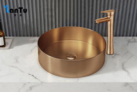 Évier circulaire en acier inoxydable brossé durable, résistant aux rayures, gain de place, pour petite cuisine et salle de bain