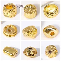 Perles d'espacement irrégulières, perles ovales en métal en laiton plaqué or 18 carats pour bracelet, perles bijoux à bricoler soi-même faisant des résultats, séparateurs en métal