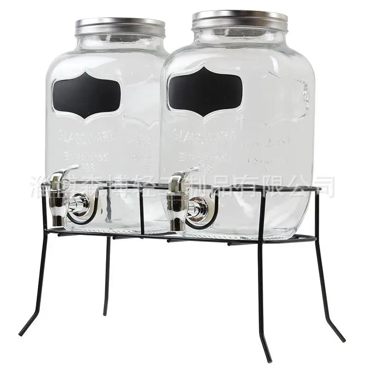 Sıcak satış Metal kapaklı cam İçecek İçecek dispenseri ile kara tahta işaret ve siyah standı Getrankespender