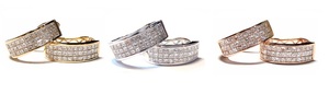 Boucles d'oreilles créoles larges en or rose massif 18 carats avec diamants naturels taille princesse, sertissage invisible, fournisseur en gros personnalisé, cadeau de mariage - Product Image 4