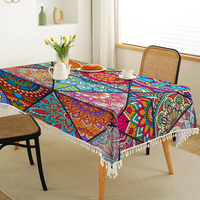 Nappe rectangulaire de style bohème bohème, couverture de table lavable de ferme rustique vintage pour décor de dîner de pique-nique de fête