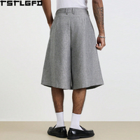 Shorts plissés taille haute coupés et cousus pour hommes, coupe large, style culotte ample, vintage, courts, vente en gros