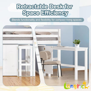 <span class=keywords><strong>Lit</strong></span> superposé blanc de petite hauteur avec bureau escamotable, tiroirs et étagères pour chambre d'<span class=keywords><strong>enfant</strong></span> ou salon - Product Image 4