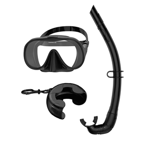 Silicona sin marco impermeable doble lente máscara de esnórquel <span class=keywords><strong>lentes</strong></span> de vidrio templado apnea natación buceo uso adulto - Product Image 1