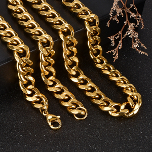 Collier chaîne épaisse en acier inoxydable plaqué or 18 carats, tendance explosive, style cubain, hip-hop, personnalité, vente en gros pour femmes - Product Image 2