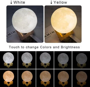 15cm 16 Colors 3D Printing <b>LED</b> Modern Remote Controlled Dimmable Rechargeable High CRI 90 5000K Daylight Lunar <b>Lamp</b> Moon Light - Product Image 2