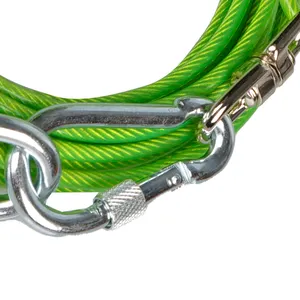 OEM üretimi kolay kuyruk ağır ekstra uzun 100 ft sarmal köpek kravat dışarı büyük köpekler için kilitleme Carabiners ile kabloları