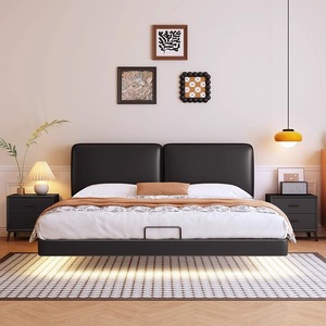 Moderno lusso in legno camera da <span class=keywords><strong>letto</strong></span> mobili morbidi letti con fondina king Size <span class=keywords><strong>letto</strong></span> <span class=keywords><strong>matrimoniale</strong></span> telaio <span class=keywords><strong>180x200</strong></span> con Design luci - Product Image 1