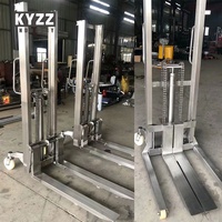 Empileur de palettes manuel électrique en acier inoxydable, 1 tonne, 1.6m, pompe hydraulique manuelle, chariot élévateur de palettes en acier inoxydable, prix