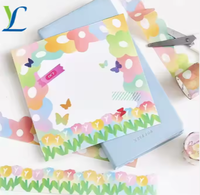 Set pita Washi perempuan lucu cetak kustom bentuk berbeda tahan air perekat akrilik meleleh panas satu sisi