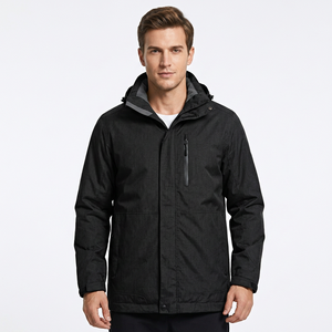 Men's Waterproof Bomber Jacket Solid Color Polyester Winter Casual <b>Coat</b> with Zipper Closure Regular Fit Front Logo High Street - Product Image 1