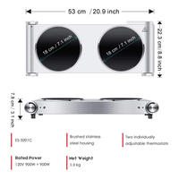 Table de cuisson électrique portable 12V à double infrarouge céramique, surface en acier inoxydable, 2 brûleurs, cuisinière, four, plaque chauffante, usage domestique