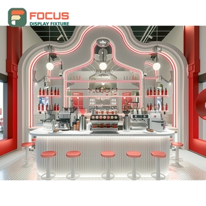 Mostrador de Servicio de Café Comercial con Estante para Pastelería, Mostrador de Cafetería en Negro Mate - Product Image 2