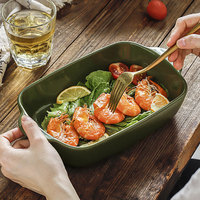 Plateau de cuisson rectangulaire en céramique, résistant à la chaleur, four à micro-ondes, fromage