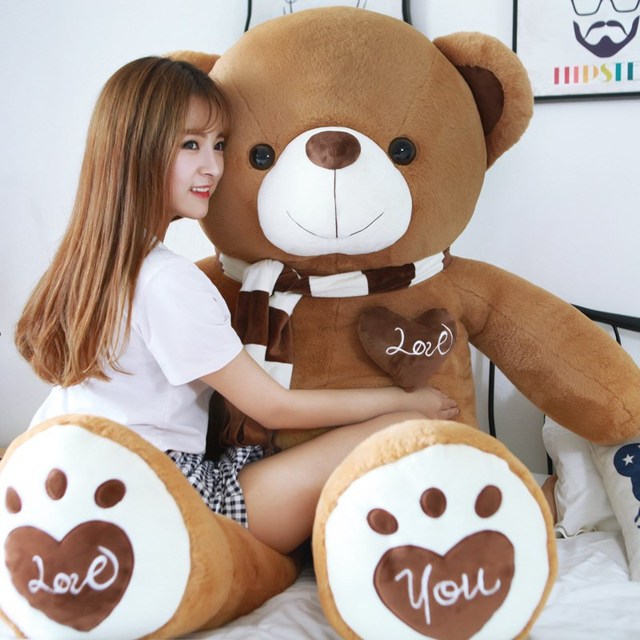 High Quality Giant Teddy Bear with Scarf Plush Stuffed Doll Soft Large Teddy Bear Doll Stuffed Animal Toys for Kids