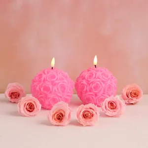 Matti's 3d real flame Wedding Rose red Rose Battery operated Home decoration led scented candle