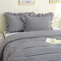 Ensemble de housse de couette 100% coton, imprimé à carreaux, avec fermeture éclair, ensemble de housse de couette écologique pour toutes les saisons