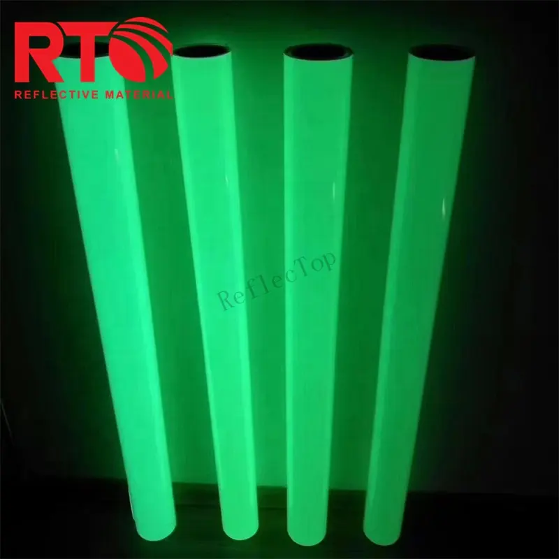 1.24m x 45.7m pellicola fotoluminescente rotolo di vinile riflettente Glow In The Dark adesivi verde