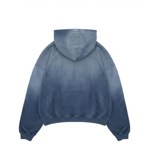 Men's Acid Wash <b>Zip</b>-Up <b>Hoodie</b> 100% Cotton French Terry Hooded Sweatshirt <b>Pocket</b> Casual Streetwear - Product Image 3