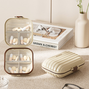 <b>Mini</b> Pillbox Portable Sealed Medicine <b>Storage</b> <b>Box</b> With Partitions Weekly Travel Friendly Pill Dispenser - Product Image 1