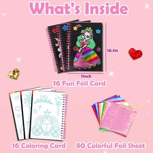 Art Craft <strong>Activity</strong> for Kids: <strong>Fun</strong> Foil Card &amp;<strong>sheet</strong> Princess &amp; Unicorn DIY Toy Kit No Mess Creative Idea Birthday Christmas Gift - Product Image 2