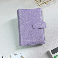 Carnet de budget A6 en cuir PU pailleté, classeur à 6 anneaux, personnalisable, métallisé nacré, pour économies